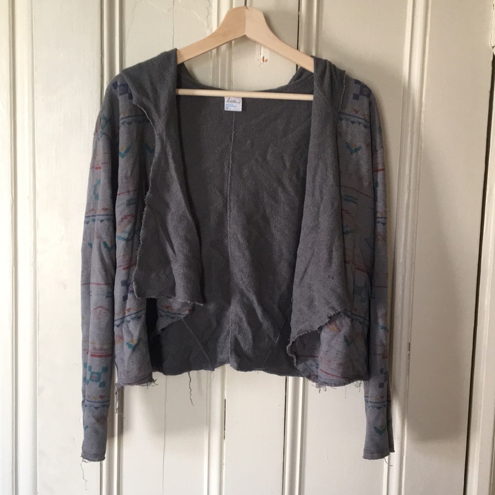 Rainbow South West Print Grey Hooded Cardigan